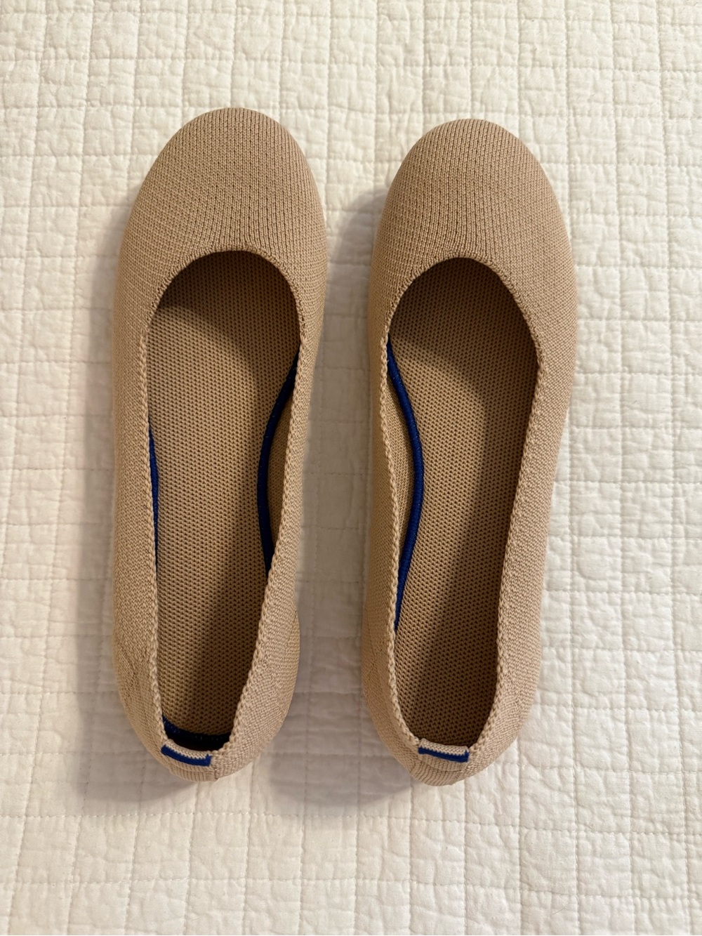 New Neutral Knit Ballet Flats in Beige